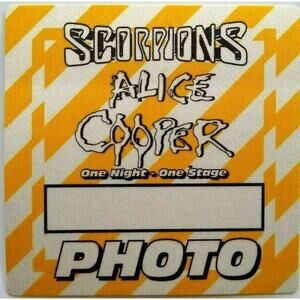 Alice Cooper Scorpions Backstage Pass Original 1996 Hard Rock Music Yellow